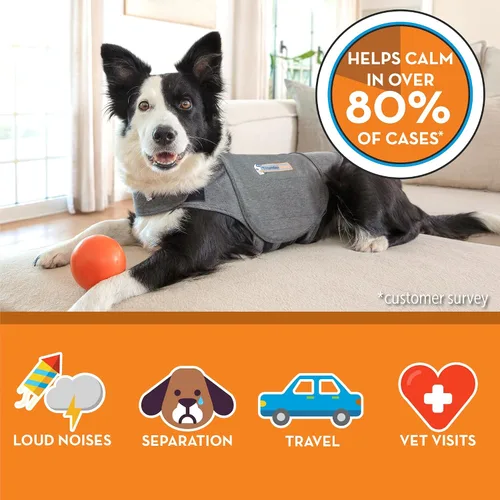 Vista 3 de ThunderShirt para perros, XX Pequeño, Gris Heather Clásico - Chaleco Calmante para la Ansiedad de Perros
