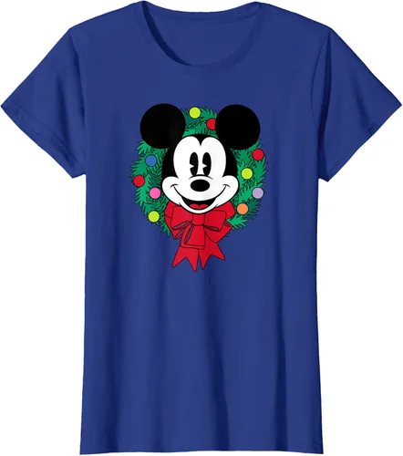 Vista 7 de Amazon Essentials Camiseta navideña festiva de Mickey Mouse para hombre, color azul, talla S Blanco