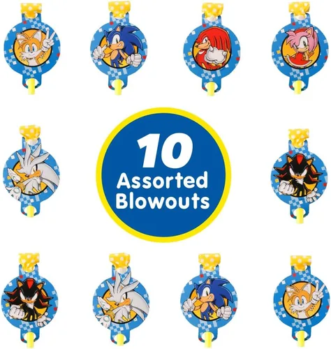 Vista 9 de Kit de Fiesta de Cumpleaños de Sonic The Hedgehog - Suministros Completos para 10, Decoraciones Temáticas de Videojuegos, Pancarta con Licencia