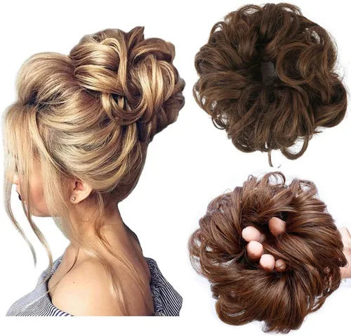 Vista 20 de Cabello sintético despeinado, grueso, extensiones para coleta, cabello recogido