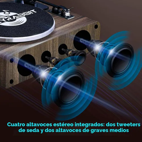 Vista 4 de Tocadiscos con altavoz, tocadiscos de vinilo con cartucho magnético para decoración del hogar y entretenimiento, tocadiscos de vinilo adecuado