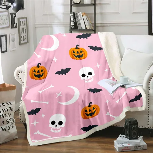 Vista 23 de Erosebridal Manta gótica de murciélagos de Halloween, manta de forro polar blanco y negro de 40 x 50 pulgadas, silueta vintage para niños, sombras