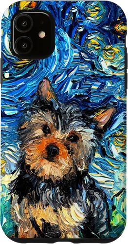 Vista 8 de iPhone 16 Yorkshire terrier Starry Night Cute Yorkie Dog Art por Aja Case
