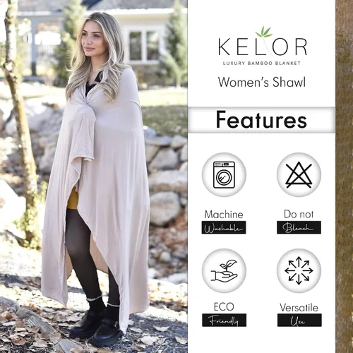 Vista 34 de K E L O R Luxury Cooling Travel Blanket - Stretchy, Lightweight Soft & Breathable Shawl Wraps for Women