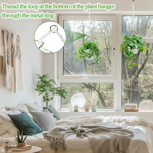 Vista 3 de Koalaime Macetas colgantes para plantas de interior, juego de 2 macetas colgantes de riego automático, modernas cestas colgantes con soporte