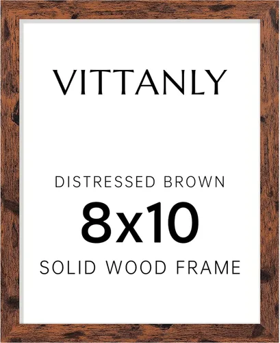 Vista 200 de Vittanly - Marco de fotos de 4 x 6 pulgadas de madera maciza con plexiglás, incluye paspartú de 3,5 x 5, para colgar en la pared o poner sobre una