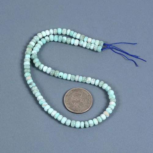 Vista 2 de Larimar natural Rondelle - Cuentas sueltas de 15 pulgadas para hacer joyas de bricolaje