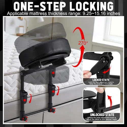 Vista 4 de Reposacabezas de masaje para cama con bolsa de almacenamiento, masajeador de cuero cabelludo, soporte de cabeza de masaje de cuero ajustable