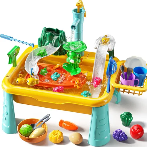 Vista 10 de JUKUDAHU - Mesa de agua para niños, juguete de fregadero de juego con agua