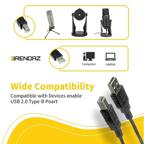 Vista 2 de BRENDAZ Cable USB de 1 pie compatible con micrófono USB Samson G-Track Pro y micrófono condensador USB C01U Pro (1 pie)