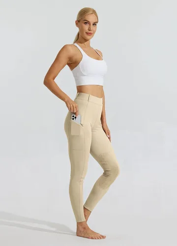 Vista 6 de Willit Mallas de equitación para mujer, pantalones de equitación ecuestre, pantalones de equitación, mallas escolares con bolsillos con cremallera