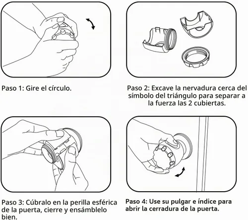 Vista 8 de Cubierta de seguridad para pomo de puerta, funda de seguridad para manija de puerta de bebé, reutilizable, paquete de 4 Diseño de rosca