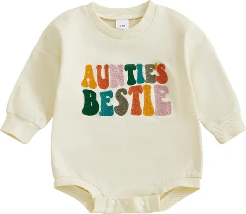 Vista 23 de VISGOGO Mameluco de gran tamaño para bebé recién nacido, ropa neutra Beige-aunties Bestie
