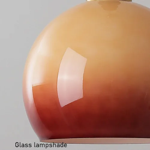 Vista 3 de Lámpara colgante moderna de una sola cabeza vintage degradado de cristal naranja lámparas colgantes altura ajustable lámpara para comedor café