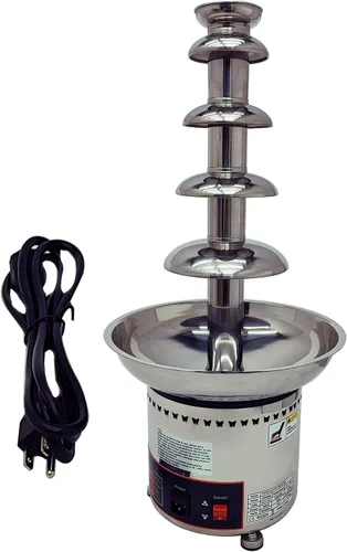 Vista 9 de Máquina de fuente de chocolate para fiesta, 4 niveles, acero inoxidable, fuente de chocolate caliente, fuente de cascada, fuente de fondue