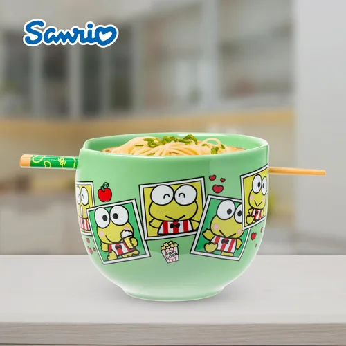 Vista 74 de Silver Buffalo Hello Kitty y sus amigos Chococat - Tazón de cerámica para ramen y arroz con palillos, patrón a cuadros, apto para microondas, 20