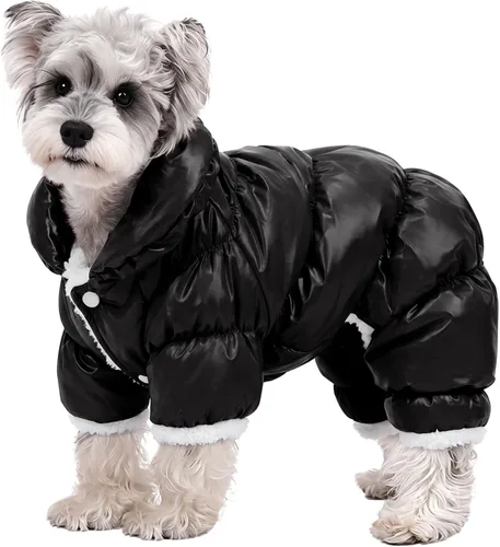 Vista 23 de AOFITEE Abrigo para perro, chaqueta impermeable para perro, abrigo de invierno para perros de cuerpo completo, traje de nieve, chaqueta acolchada a