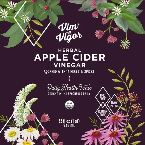 Vista 2 de Tonic, Vim & Vigor, 32 tomas, Vinagre de sidra de manzana, 14 hierbas, vegano, entero, orgánico, paleo, keto, entero 30, fabricado en Estados Unidos