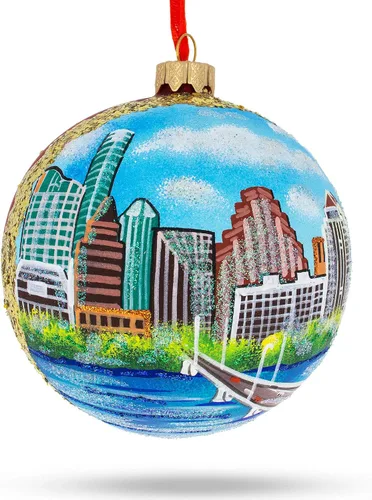 Vista 8 de Austin, Texas - Adorno de Navidad con bola de cristal, 4 pulgadas