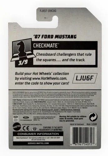 Vista 2 de Hot Wheels 2018 50 aniversario Checkmate '07 Ford Mustang (Knight) 165/365, negro