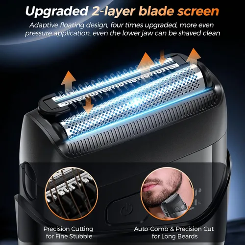 Vista 2 de Afeitadoras eléctricas para hombres, cabezales flotantes 3D y Negro