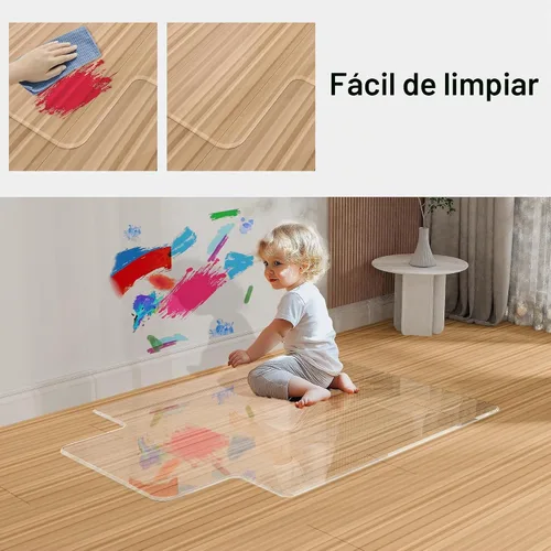 Vista 8 de MESAILUP Tapete para Silla de Oficina con Borde Biselado Irregular con Labio para Alfombra o Piso de Madera Dura Cristal Transparente 36" x 48