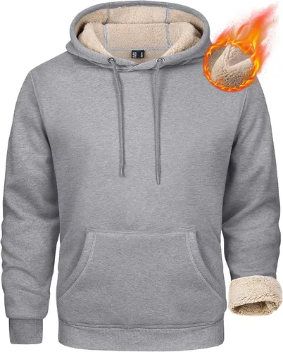 Vista 12 de MAGCOMSEN Sudadera con capucha pesada con forro polar Sherpa para hombre Verde militar