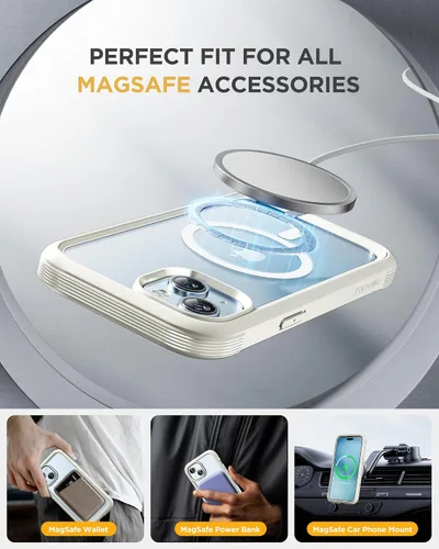 Vista 3 de Miracase Funda magnética para iPhone 15 Plus de 6.7 pulgadas [compatible con Magsafe] funda protectora de teléfono militar de cuerpo completo a