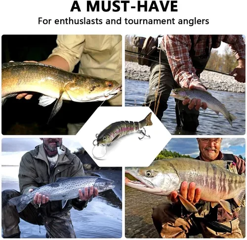 Vista 6 de Señuelos de pesca para agua dulce y salada, señuelos de natación realistas para lubina, trucha y lucio, increíbles regalos de pesca para pescadores