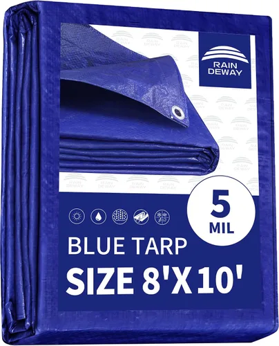 Vista 58 de RAINDEWAY Tarps - Lona impermeable de color azul de 4 x 16 pies de grosor, resistente a desgarros, multiusos, para techo, campamento, automóvil