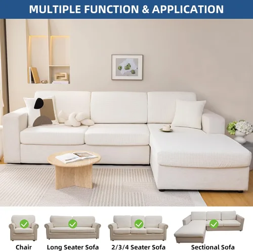 Vista 2 de Eismodra - Funda de sofá modular y en forma de L, funda para chaise longue, funda elástica mágica para sofá de 3 cojines en forma de L, funda