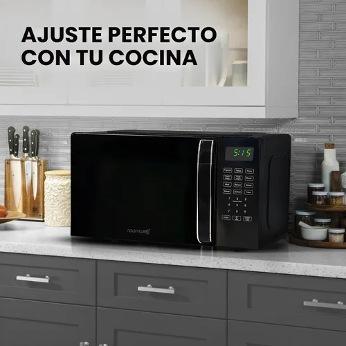 Vista 7 de Encimera de microondas pequeña de 0.7 pies cúbicos con pantalla digital, microondas de 700 vatios negro tiene 10 niveles de potencia y función