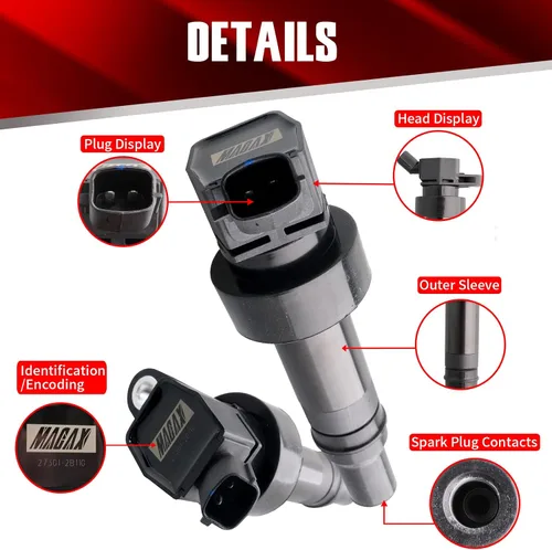 Vista 4 de Juego de 4 bobinas de encendido turboalimentadas UF707 27301-2B110 compatibles con Hyundai Kia Forte Veloster Koup 1.6L L4 - Reemplaza B284 C936
