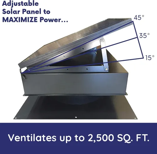 Vista 5 de Remington Solar Ventilador solar "Builder Series" de 30 vatios para ático - Incluye adaptador de 110 V para funcionamiento nocturno automático