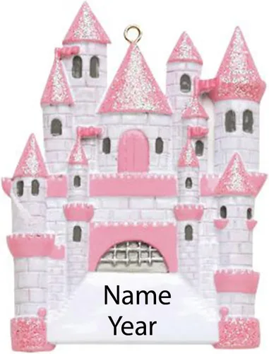 Vista 2 de Santa Tell Me Adorno de Navidad de castillo de princesa 2025, decoración personalizada para árbol, regalo personalizado para niñas, hija, niño
