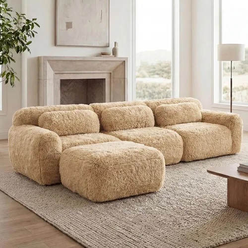 Vista 48 de Sofás seccional modular de 80" sin huesos modernos para sala de estar, juego de sofás comprimidos de 2 plazas con asiento profundo, sin necesidad