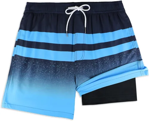 Vista 2 de QRANSS Traje de baño para hombre con forro de compresión de 7 pulgadas, de secado rápido, con forro tipo bóxer