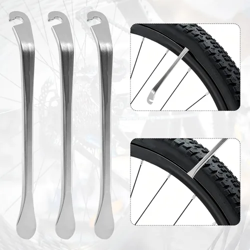 Vista 5 de 9 llaves de radios de bicicleta, kit de herramientas de radios para bicicleta con 9 palancas de neumáticos de bicicleta, llave de radios con mango