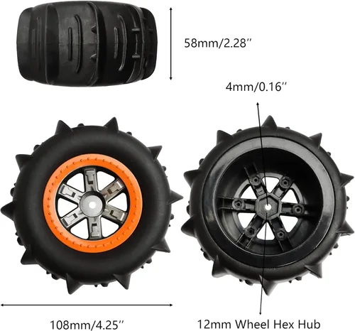 Vista 2 de 1/10 Llantas de paleta RC LG-ZJ02 25-ZJ02 para alta velocidad 9125 X07 X08 X17 9155 9156 RC Cars 9201E 9205E 9206E 200E 201E RZ001G-A 104009