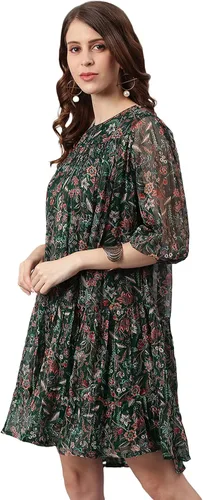 Vista 3 de Janasya - Vestido para mujer, color verde