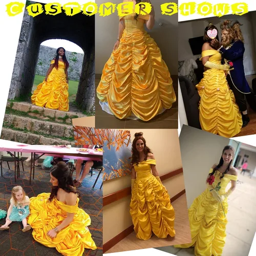 Vista 4 de Artist Unknown Womens Princess Dress Long Party Costume Lace up Ball Gown Promo Dresses Gloves