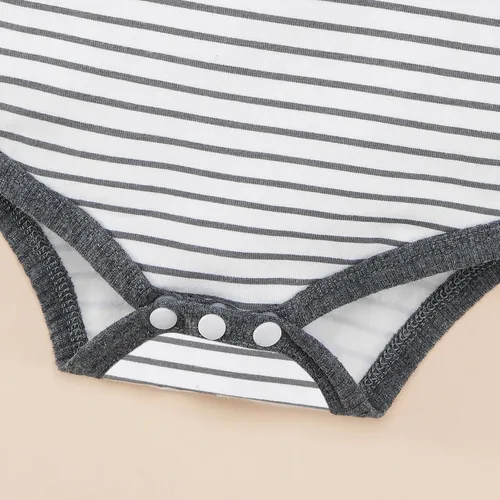 Vista 6 de Ropa para bebé niño recién nacido, conjunto de mameluco a rayas con bolsillo de 0 a 24 meses
