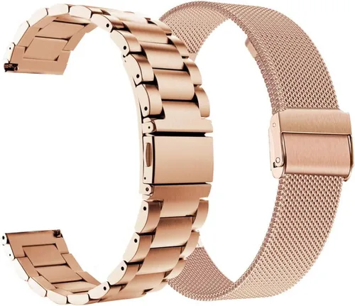 Vista 8 de ViCRiOR Compatible con Garmin Venu, Venu SQ, Venu 2 Plus, Vivoactive 5/3 Bandas - Correa de reloj de acero inoxidable sólido y correa de malla