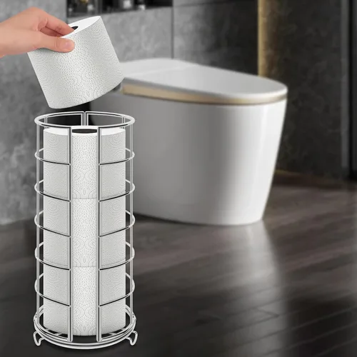 Vista 8 de NearMoon soporte organizador de papel higiénico, soporte independiente para 3 rollos de almacenamiento de tisú, accesorio de baño de metal, soporte