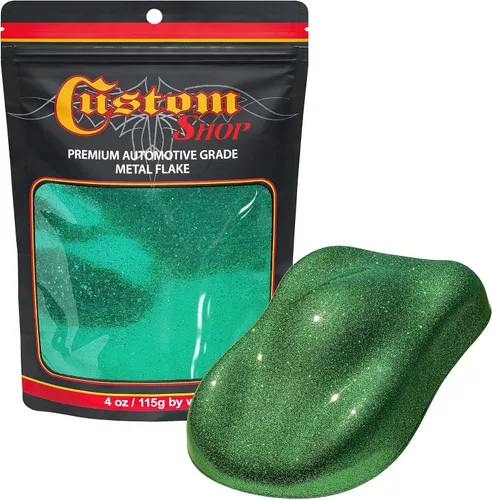 Vista 47 de Custom Shop - Purpurina metálica para pintura automotriz, oro brillante, 4 oz, micro escamas de metal de 0.004" para pintura de automóviles, aditivo