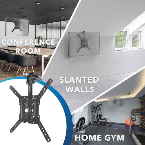 Vista 4 de Mount-It! Soporte plegable para TV de techo para televisores de 23 a 55 pulgadas, soporte abatible que ahorra espacio para techos planos e