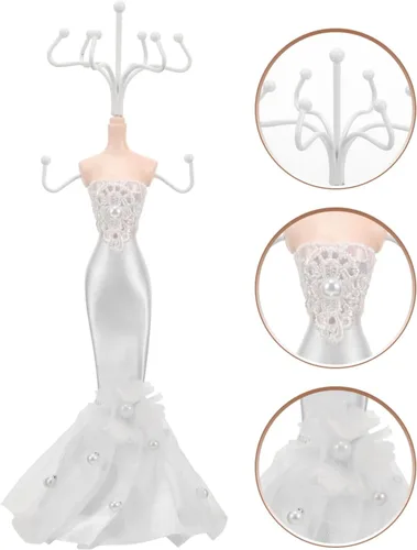 Vista 4 de KALLORY Soporte de exhibición de joyería de mano para maniquí femenino, soporte para vestido de boda, modelo de collar, estante de exhibición