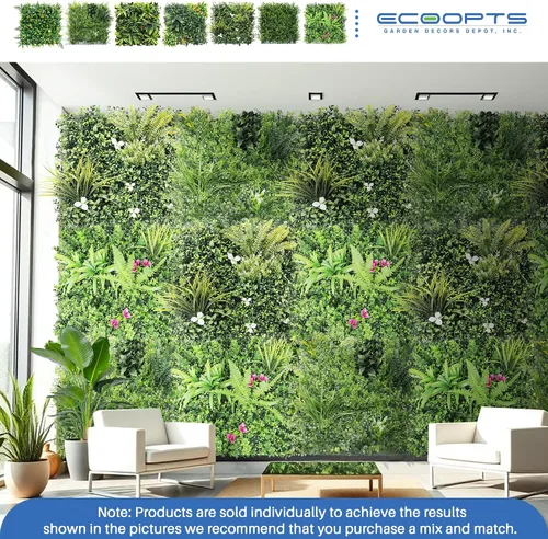 Vista 7 de ECOOPTS Panel de boj sintético de pared de césped artificial, decoración de valla de hiedra para privacidad, para patio, jardín, hogar, exterior
