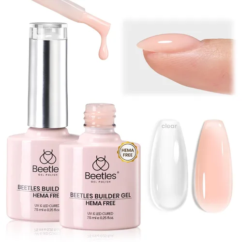 Vista 19 de Beetles - Gel constructor para uñas, 2 unidades de gel transparente 8 en 1 para ápice instantáneo, fortalecimiento y extensión, apto