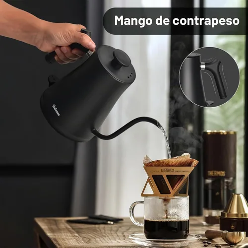 Vista 7 de Hervidor Eléctrico de Cuello de Cisne, Hervidor de Café de Acero Inoxidable 304, Apagado Automático y Protección Anti-secado, Clásico para Preparar